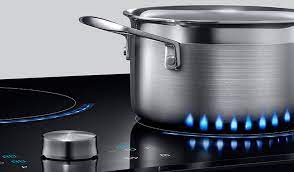 induction range conversion, close up of pot on stove